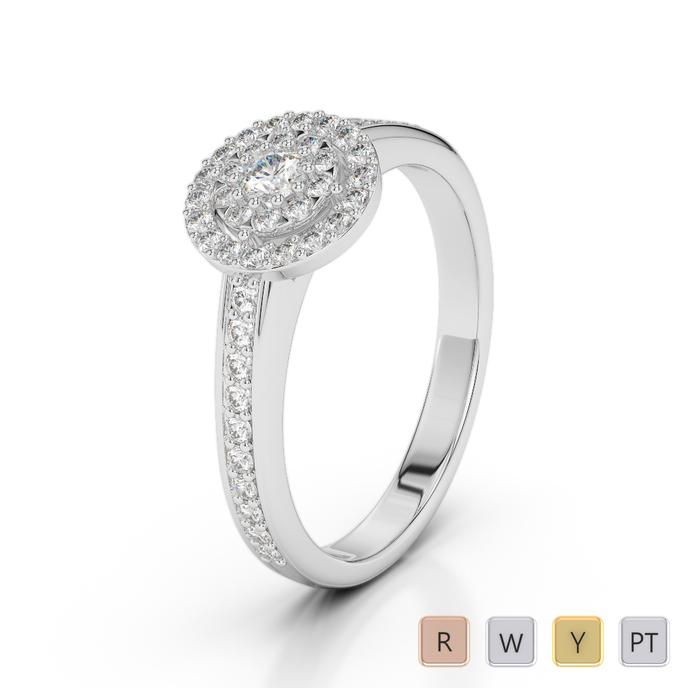 Round Cut Engagement Ring With Diamond in Gold / Platinum ATZR-0250