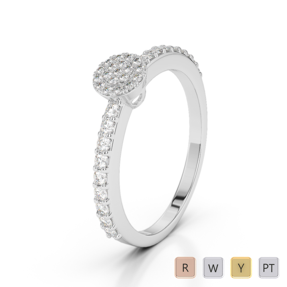 Round Cut Diamond Engagement Ring in Gold / Platinum ATZR-0262