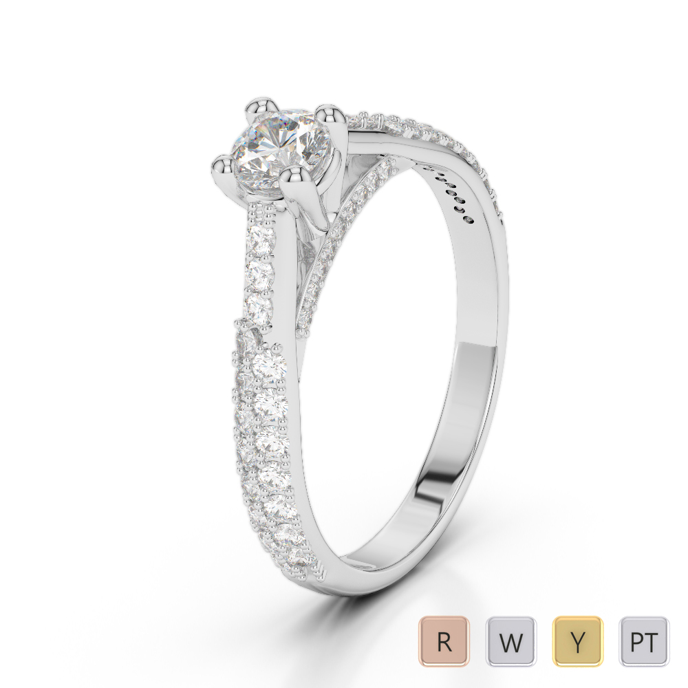 Hidden Diamond Engagement Ring in Gold / Platinum ATZR-0264