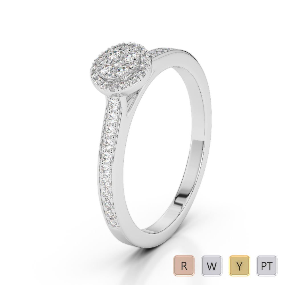 Round Cut Diamond Engagement Ring in Gold / Platinum ATZR-0270