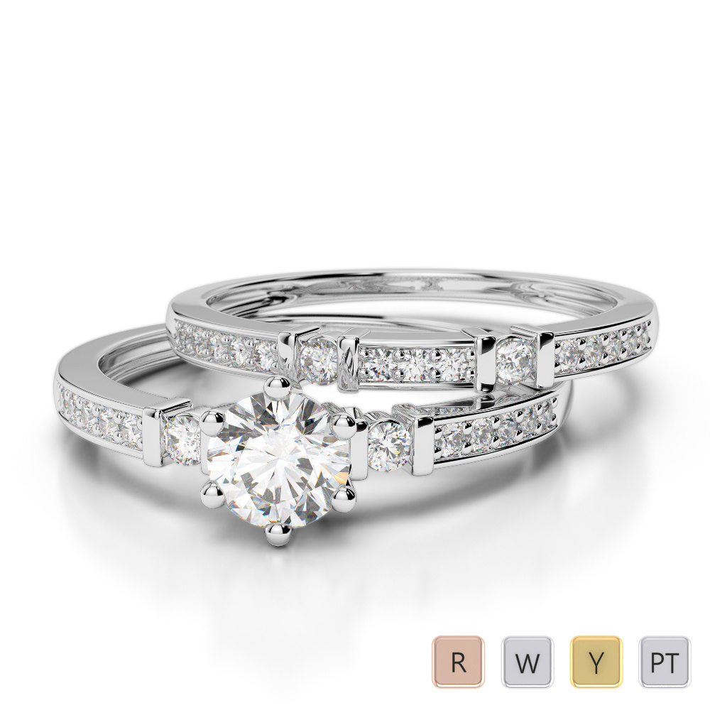 Bar and Prong Set Diamond Bridal Set Ring 0305