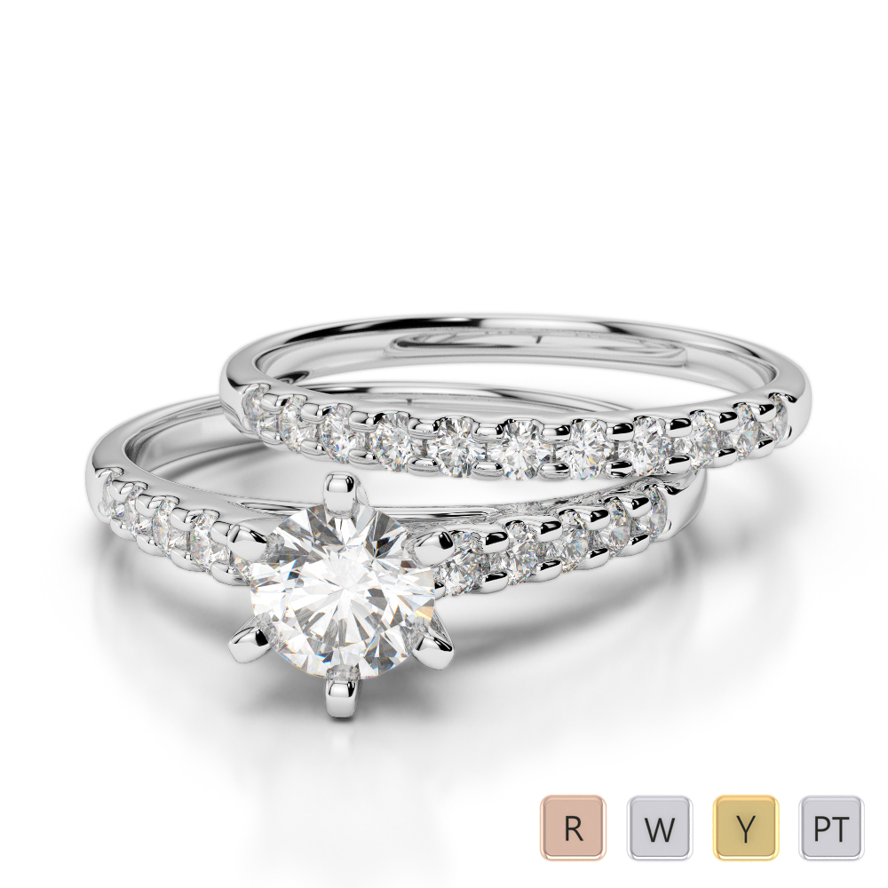 Claw Set Diamond Bridal Set Ring in Gold / Platinum ATZR-0308