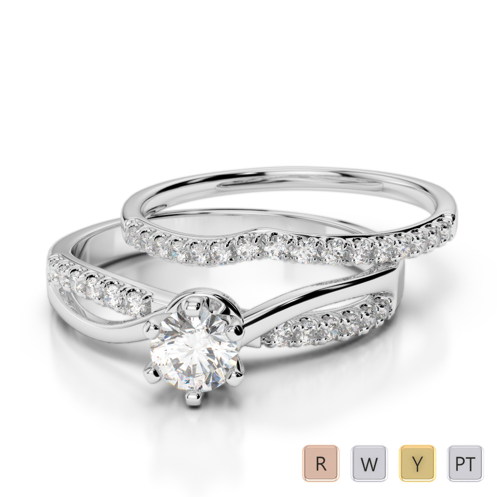 Scallop Set Diamond Bridal Set Ring in Gold / Platinum ATZR-0334