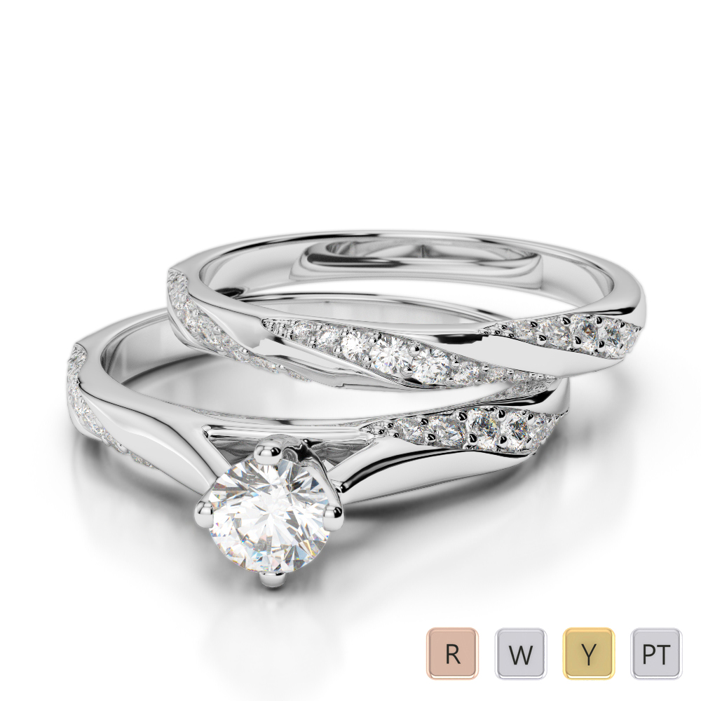 4 Prong Set Diamond Bridal Set Ring in Gold / Platinum ATZR-0353