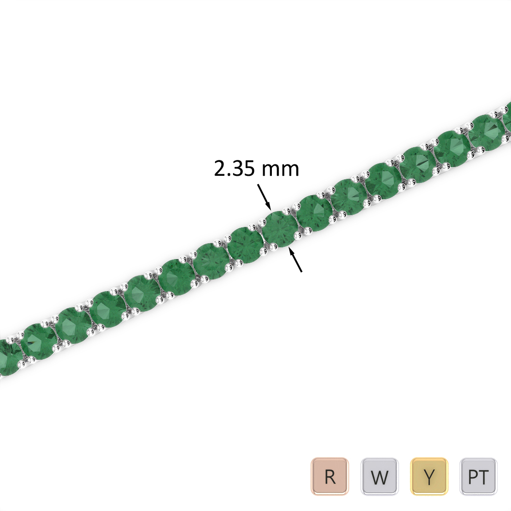 Round Cut Emerald Bracelet in Gold / Platinum ATZBR-0711