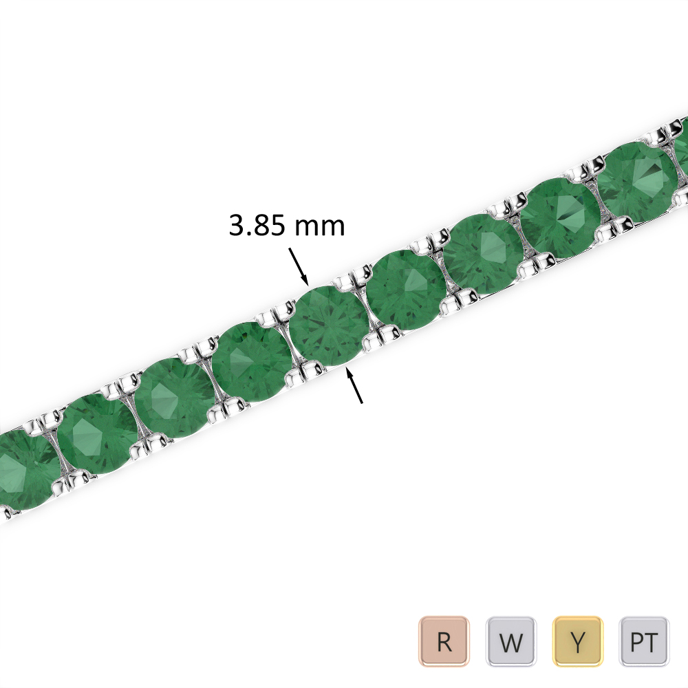 Round Cut Emerald Bracelet in Gold / Platinum ATZBR-0727