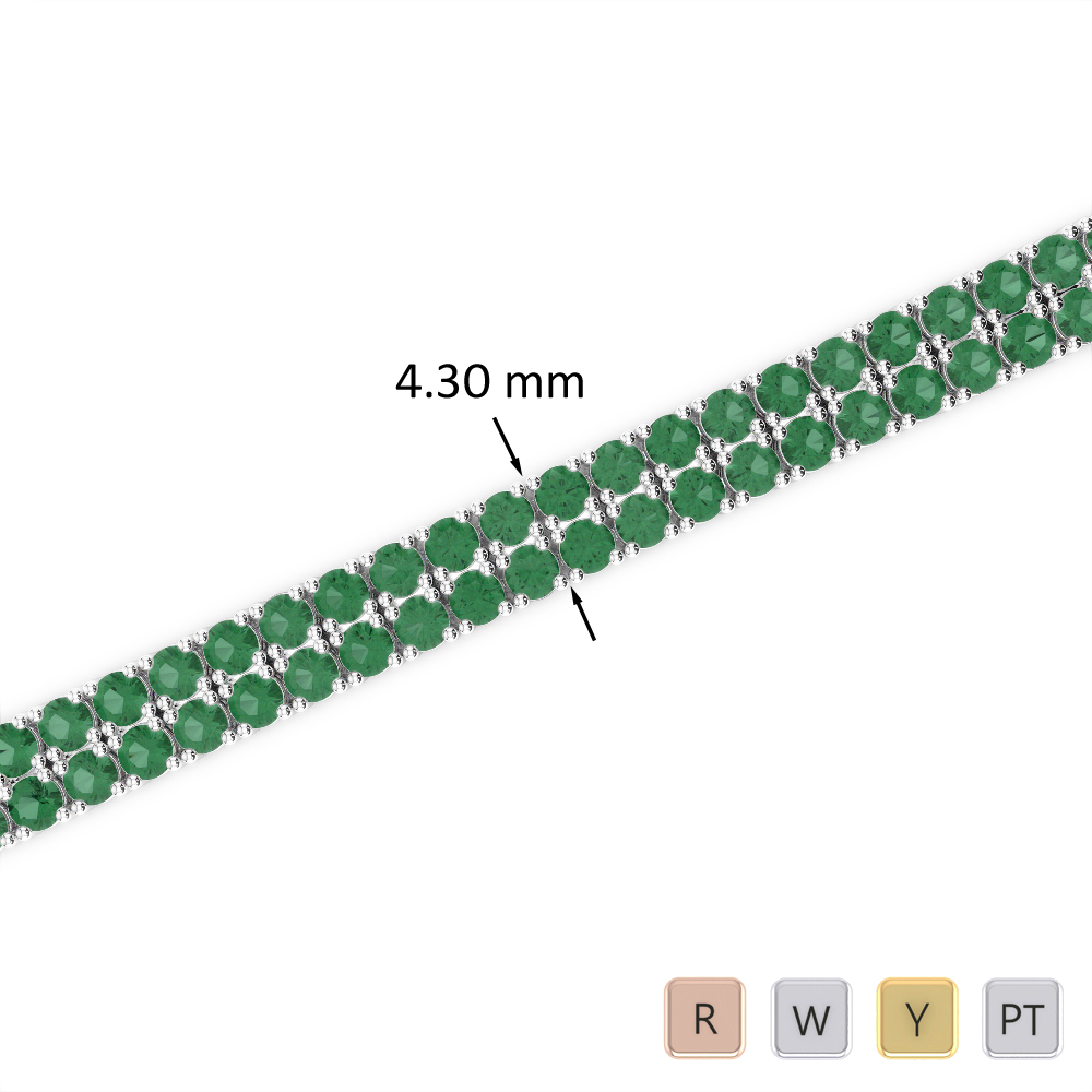 Round Cut Emerald Bracelet in Gold / Platinum ATZBR-0738