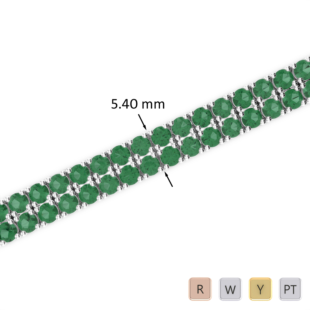 Round Cut Emerald Bracelet in Gold / Platinum ATZBR-0741