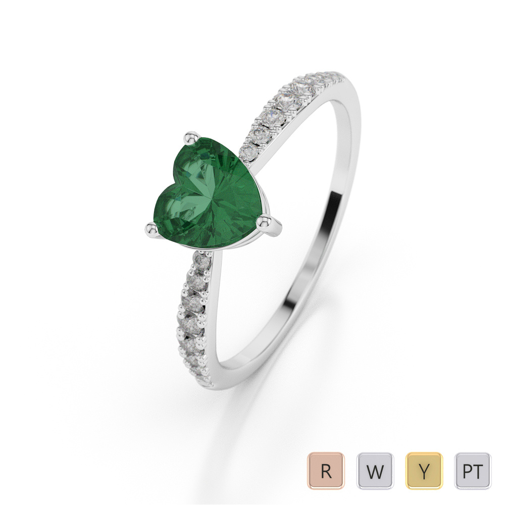 Heart Shape Emerald and Diamond Engagement Ring 0042