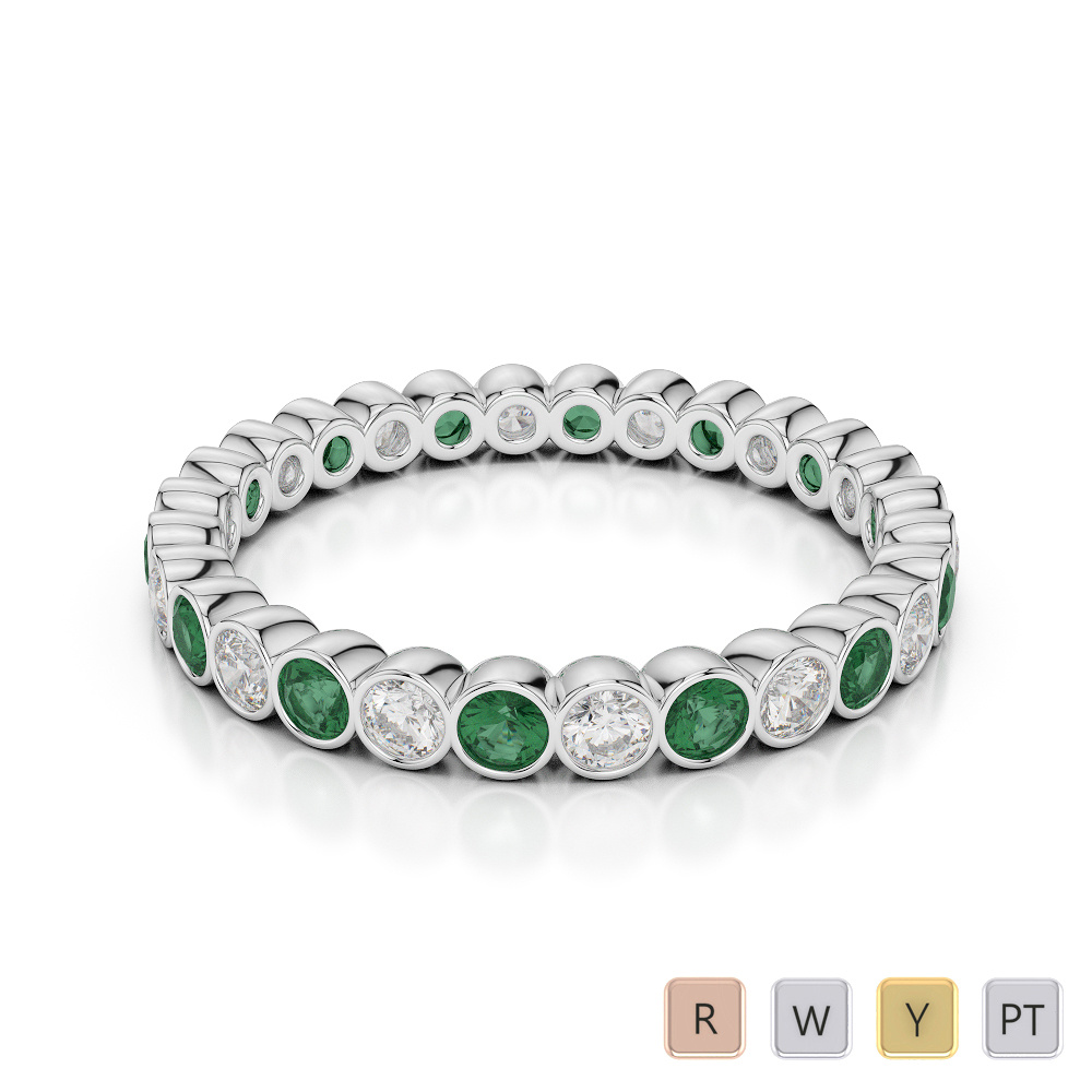 2.5MM Bezel Emerald and Diamond Full Eternity Ring 0377