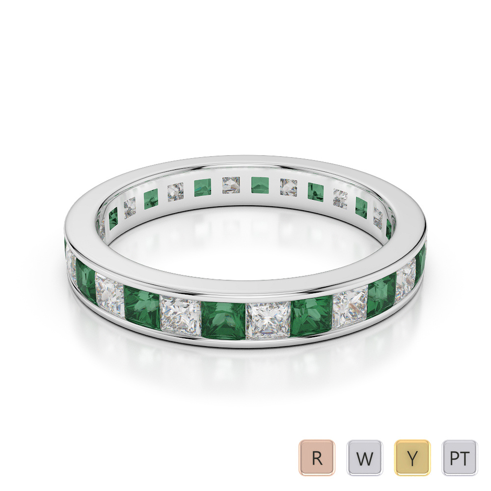 3 MM Princess Cut Emerald Full Eternity Ring With Diamond 0411