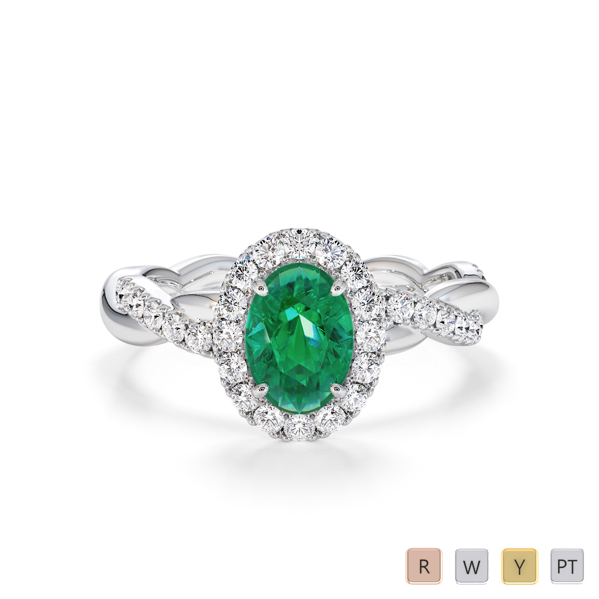 Emerald and Diamond Engagement Ring 0789