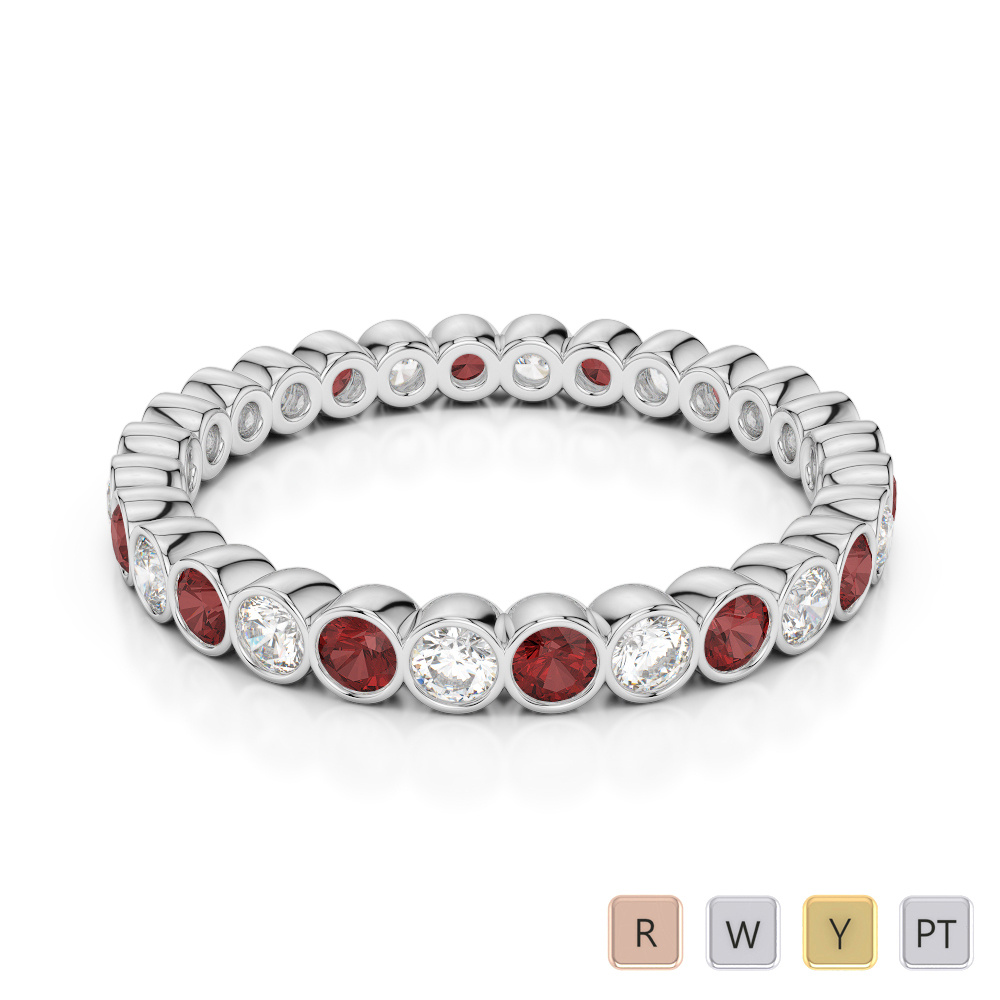 2.5MM Bezel Garnet and Diamond Full Eternity Ring 0377