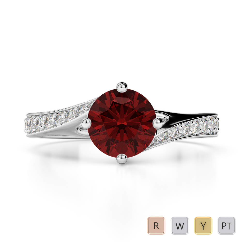Claw Set Engagement Ring With Diamond and Garnet 0205