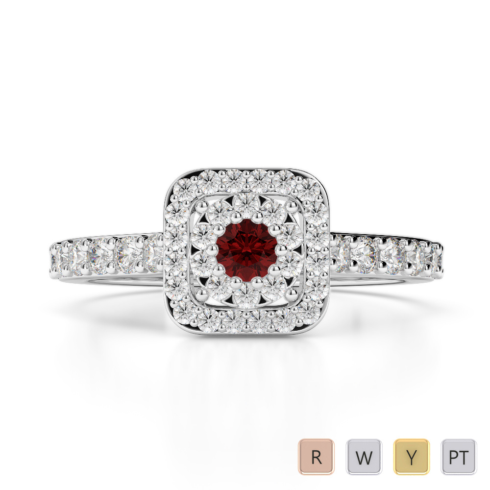 Prong Set Garnet Engagement Ring With Diamond 0251