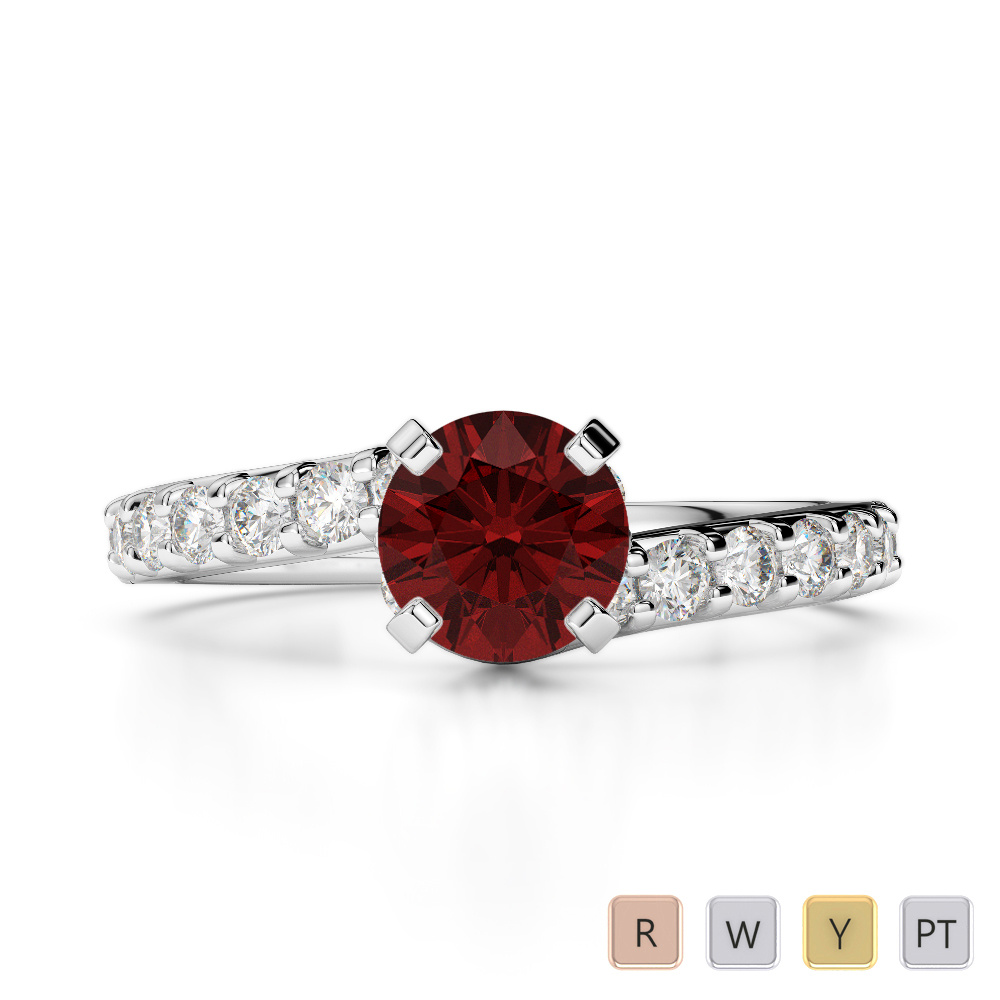 4 Prong Set Garnet Engagement Ring With Diamond 0259