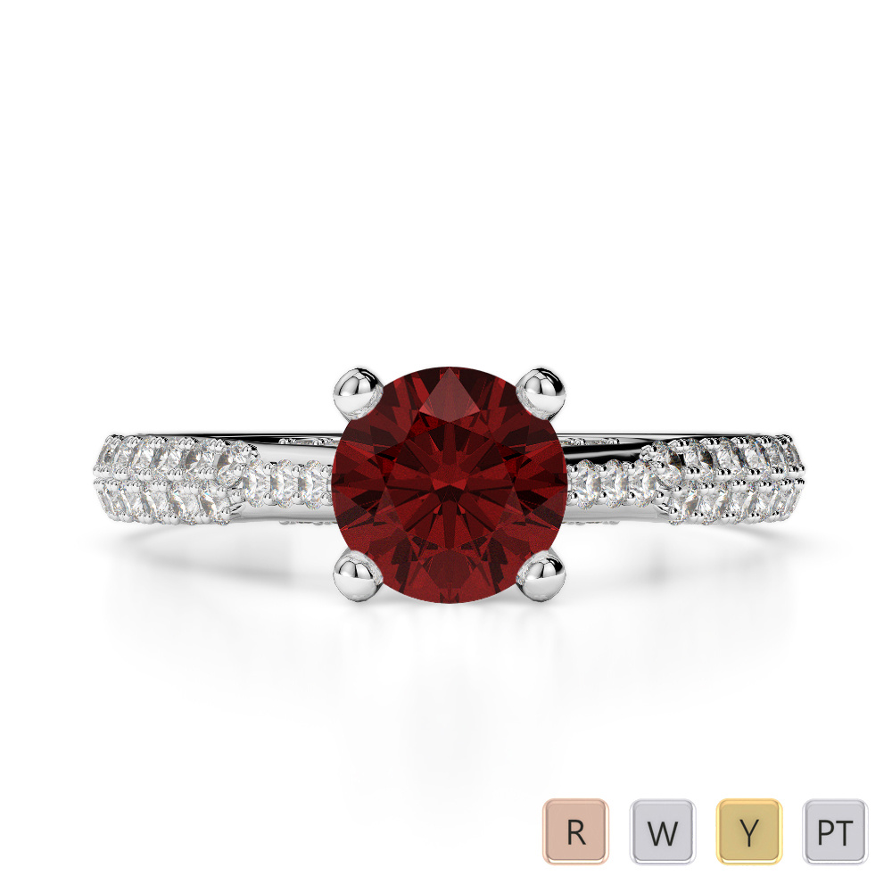 Hidden Diamond Engagement Ring With Garnet 0264