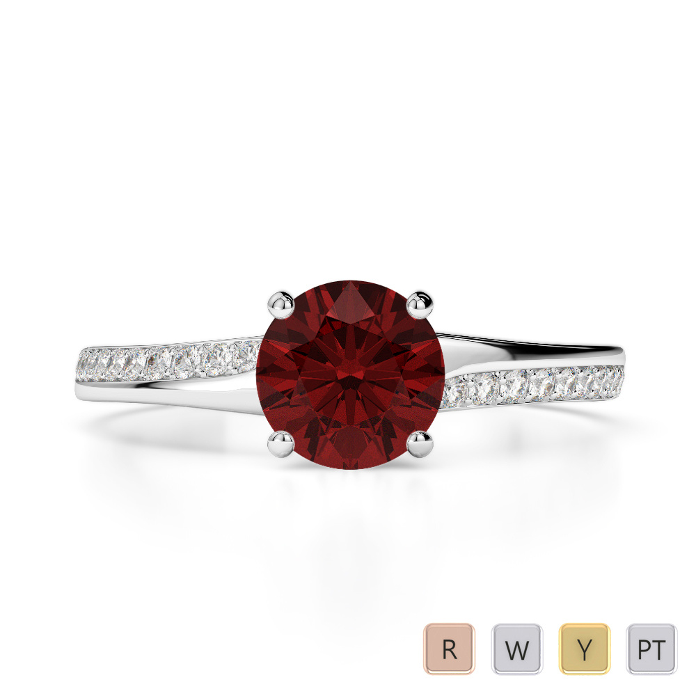 Prong Set Garnet Engagement Ring With Diamond 0265