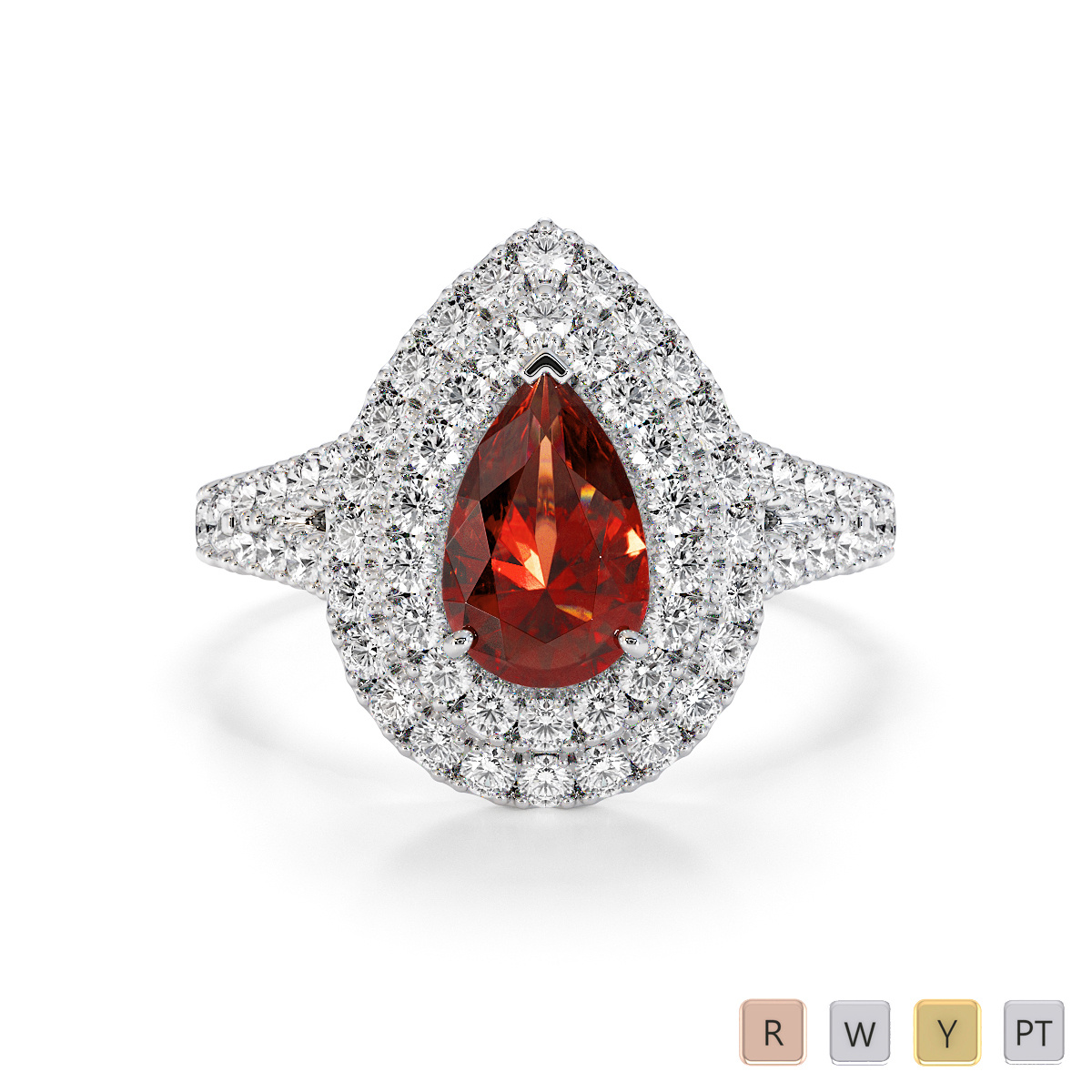 Pear Shape Garnet and Diamond Engagement Ring 0796