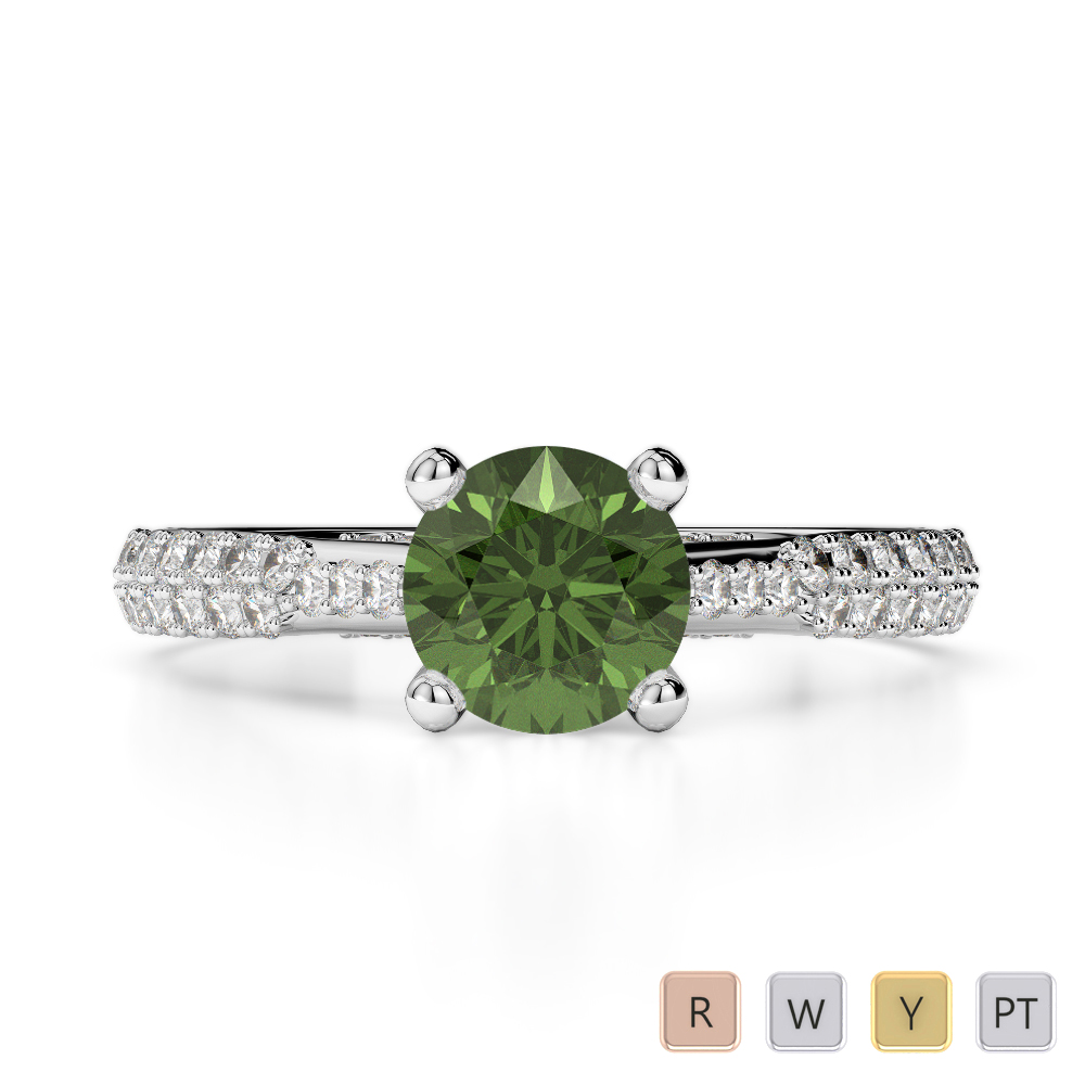 Hidden Diamond Engagement Ring With Green Tourmaline 0264