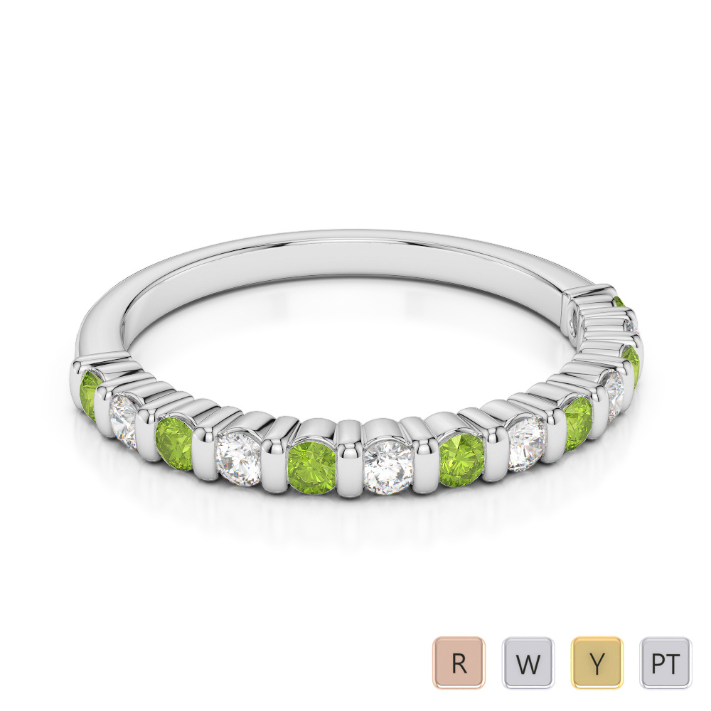 2MM Round Cut Peridot and Diamond Half Eternity Ring 0373