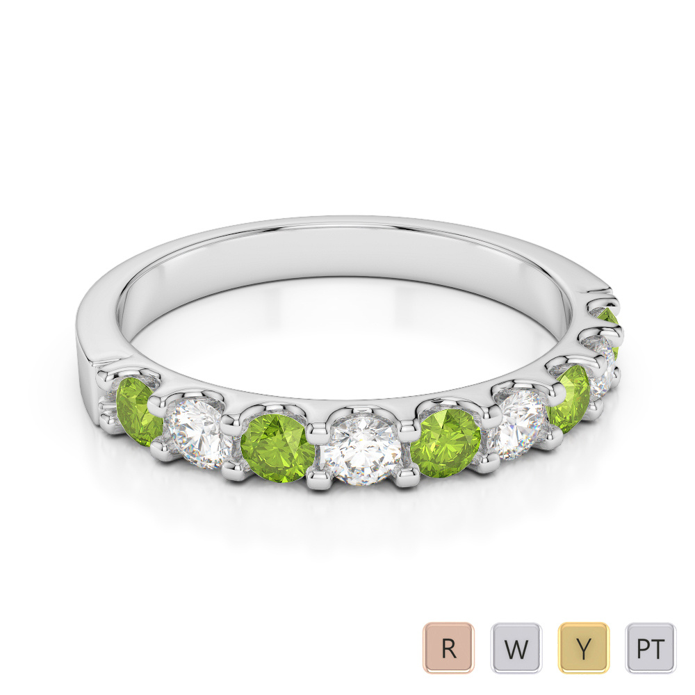 2.5MM Claw Set Diamond & Peridot Half Eternity Ring 0386