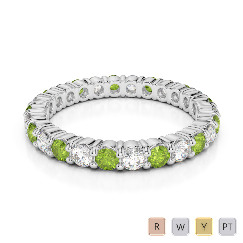 2.5 MM Round Cut Peridot Full Eternity Ring With Diamond 0389