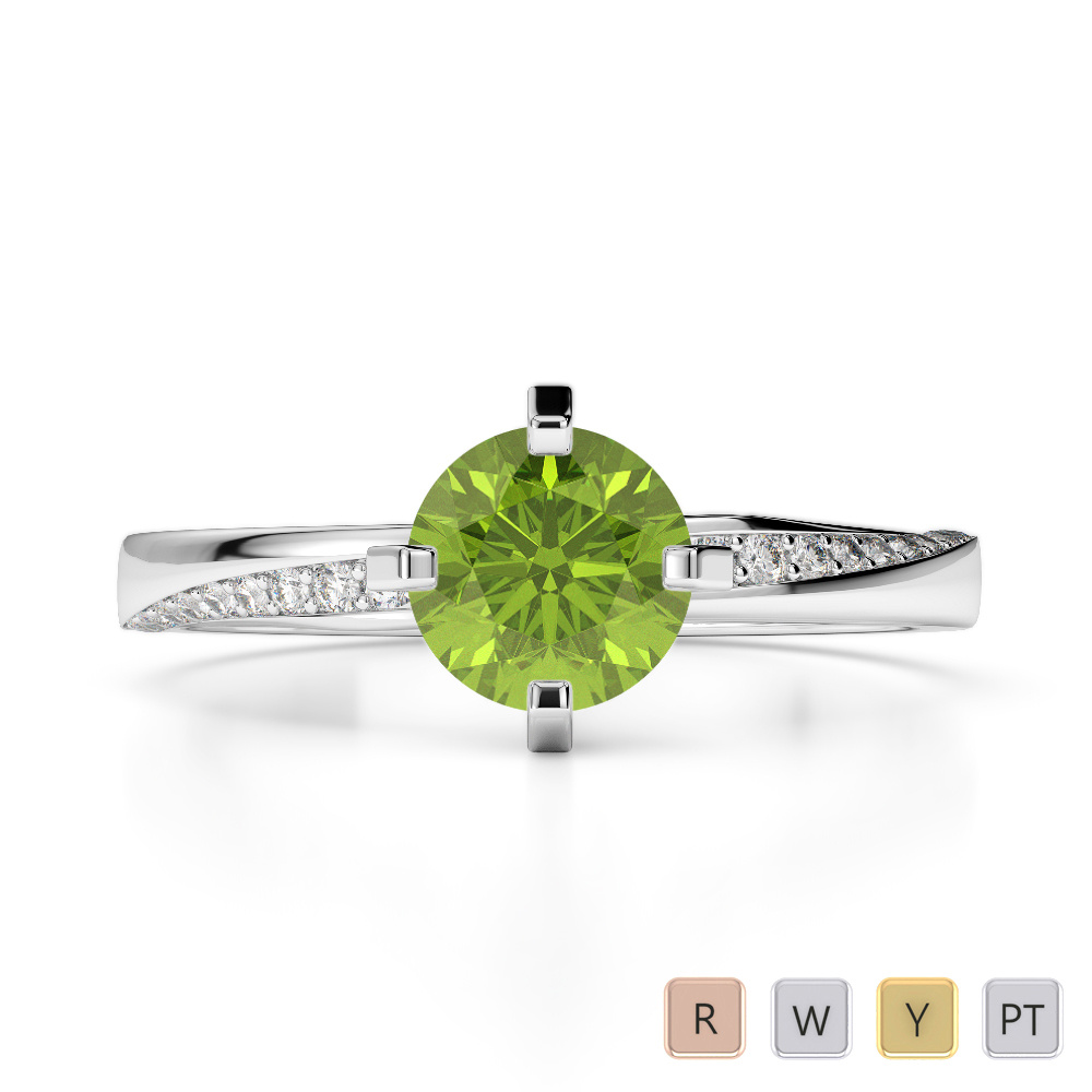 4 Claw Set Peridot & Diamond Engagement Ring 0258