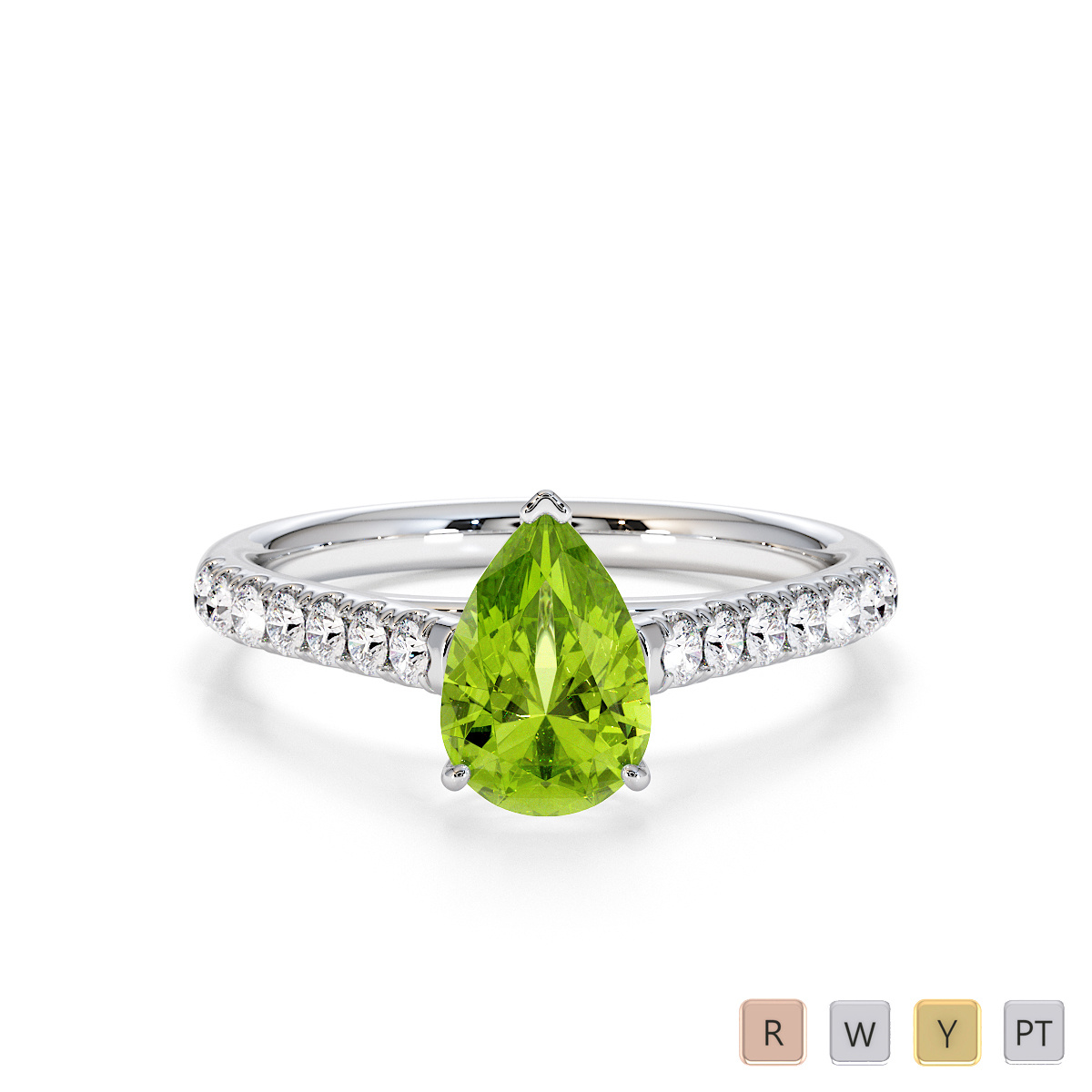 Peridot and Diamond Engagement Ring 0763