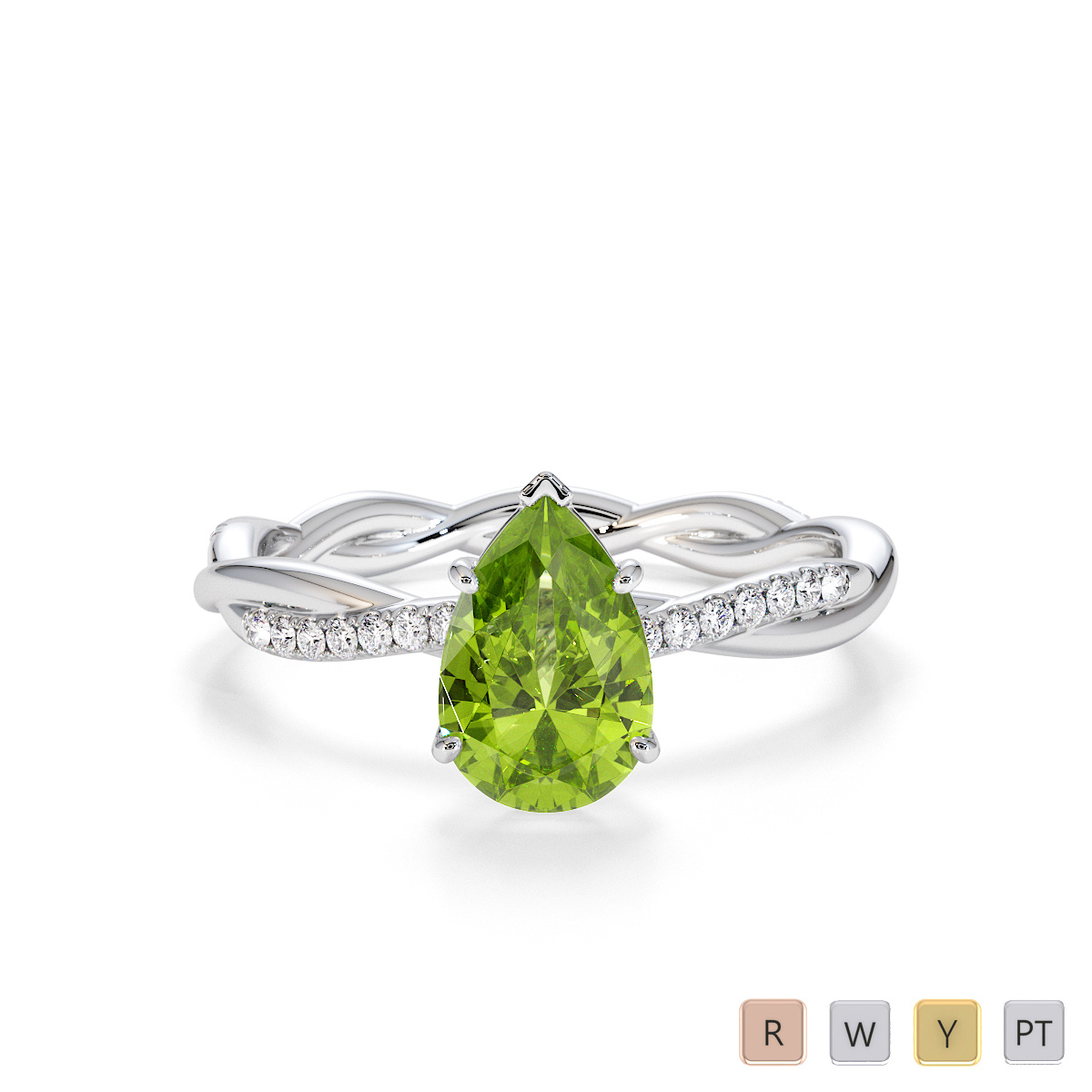 Peridot and Diamond Engagement Ring 0766