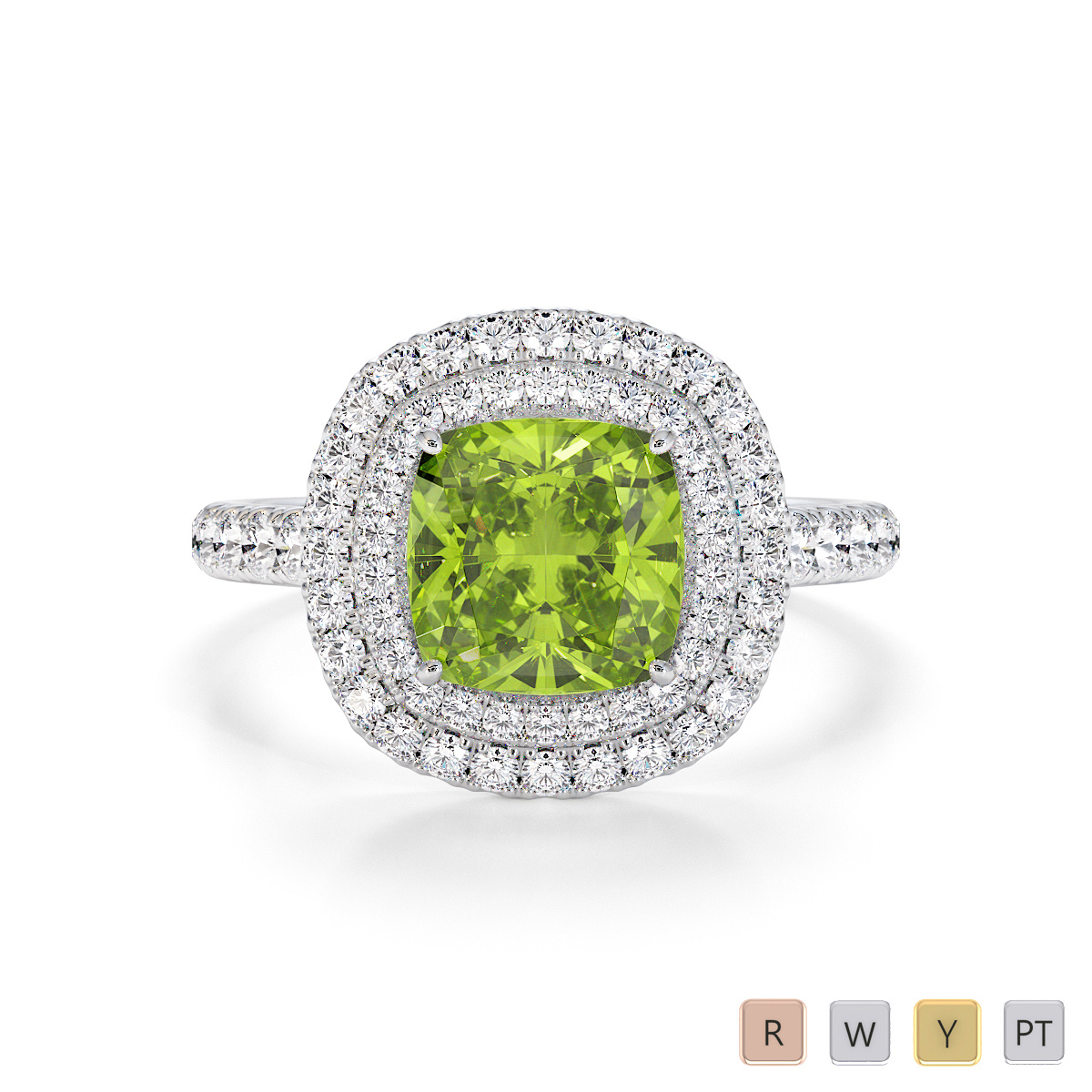 Peridot and Diamond Engagement Ring 0771
