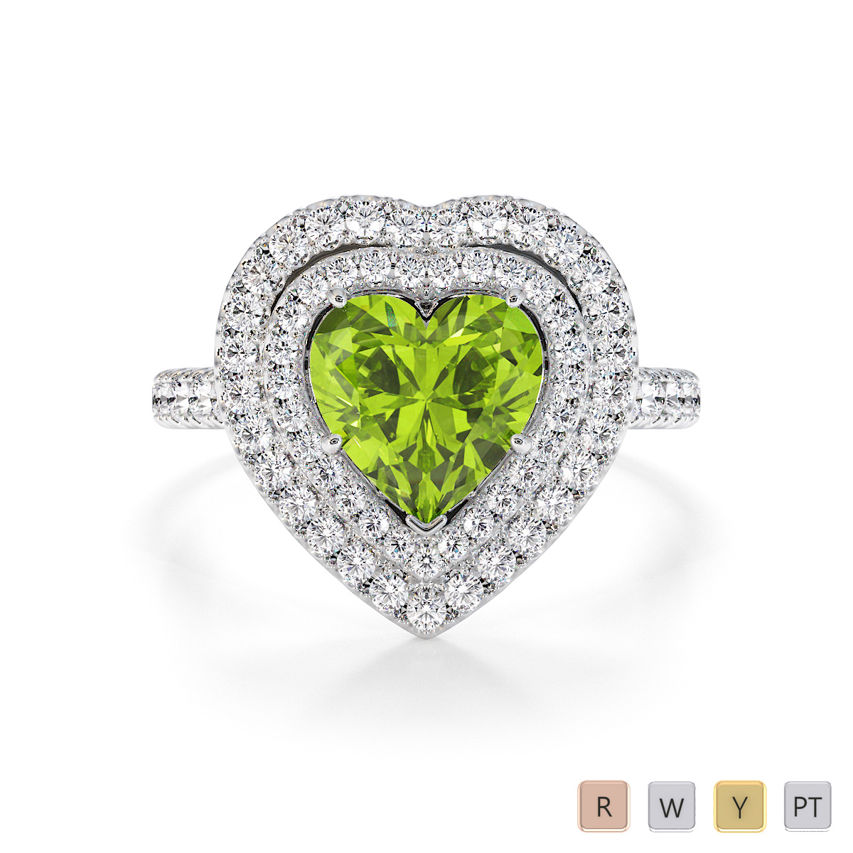 Peridot and Diamond Engagement Ring 0772