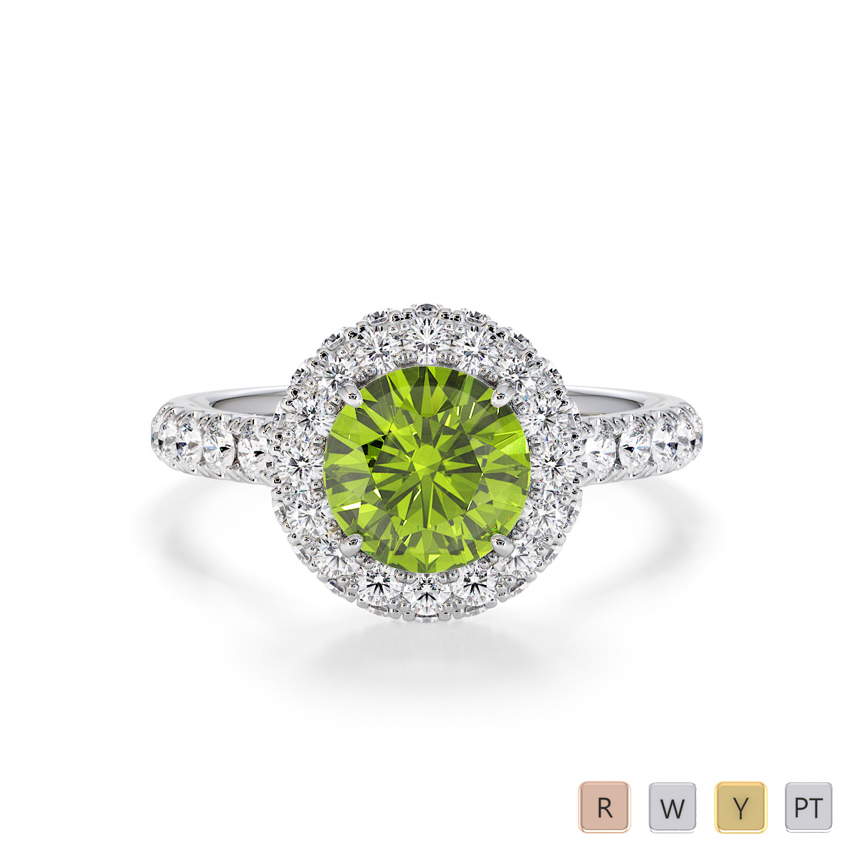 Peridot and Diamond Engagement Ring 0773