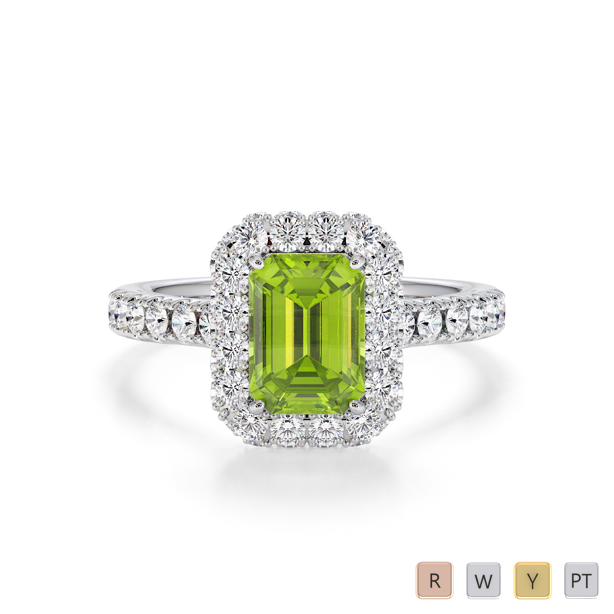 Peridot and Diamond Engagement Ring 0774