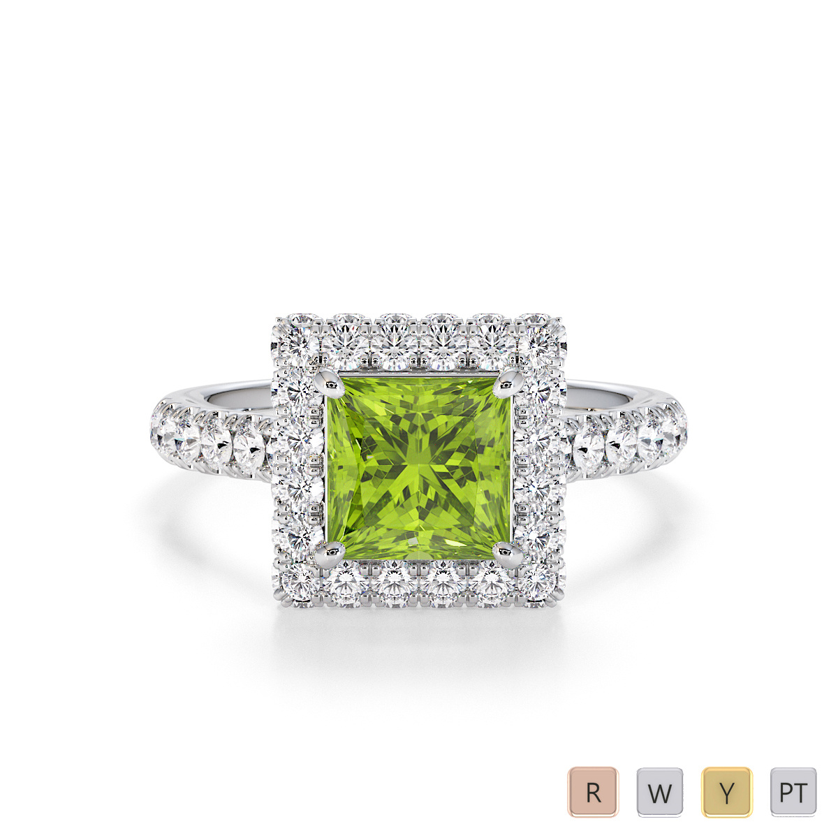 Peridot and Diamond Engagement Ring 0775