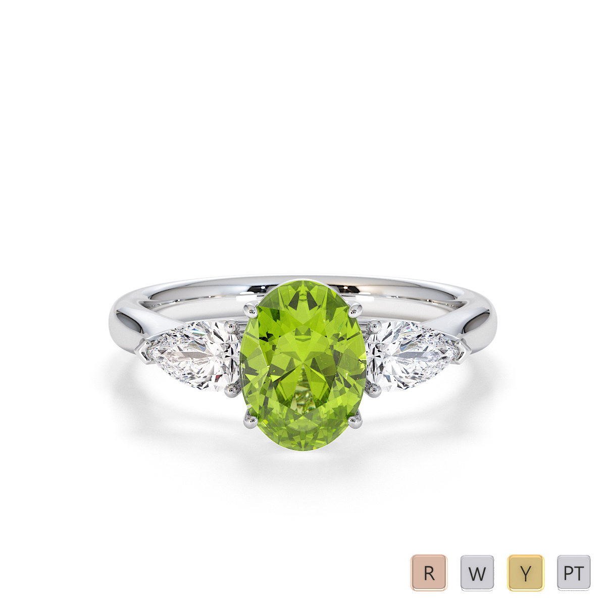 Peridot and Diamond Engagement Ring 0782
