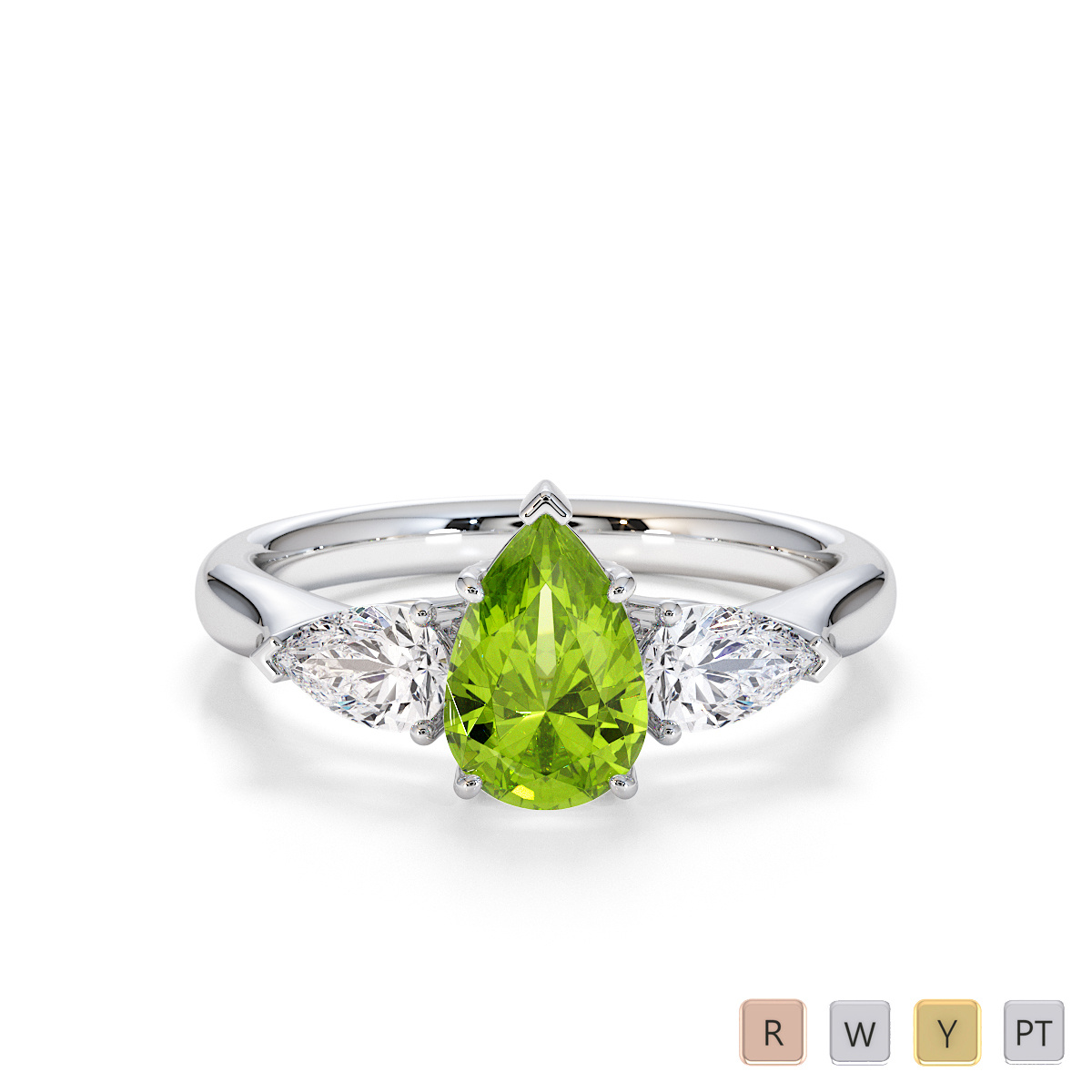 Peridot and Diamond Engagement Ring 0787