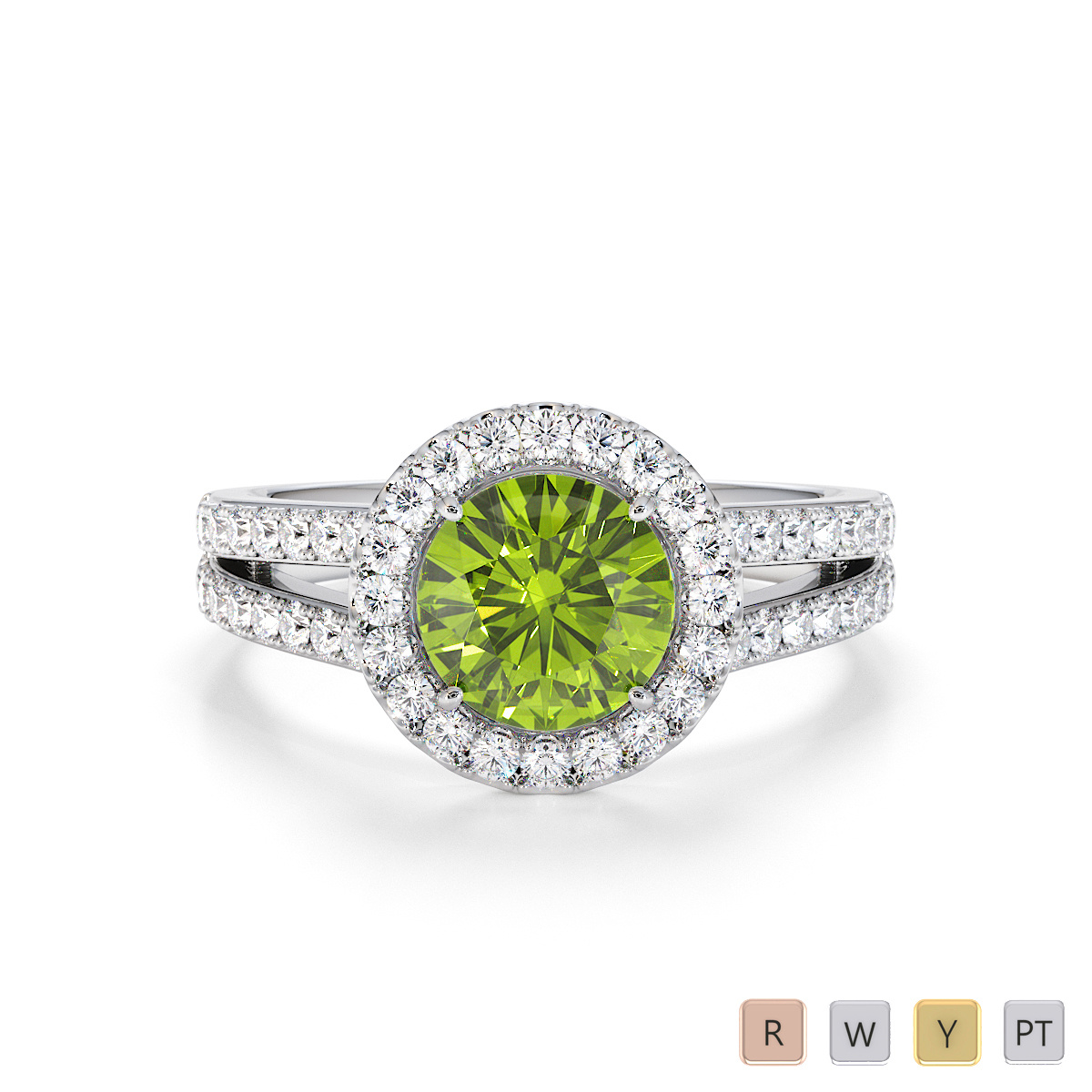 Peridot and Diamond Engagement Ring 0790