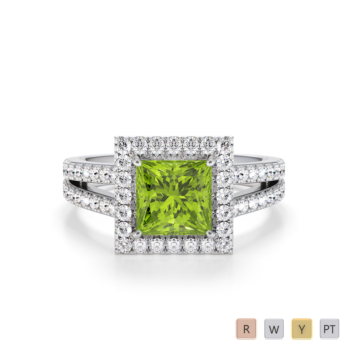 Peridot and Diamond Engagement Ring 0792