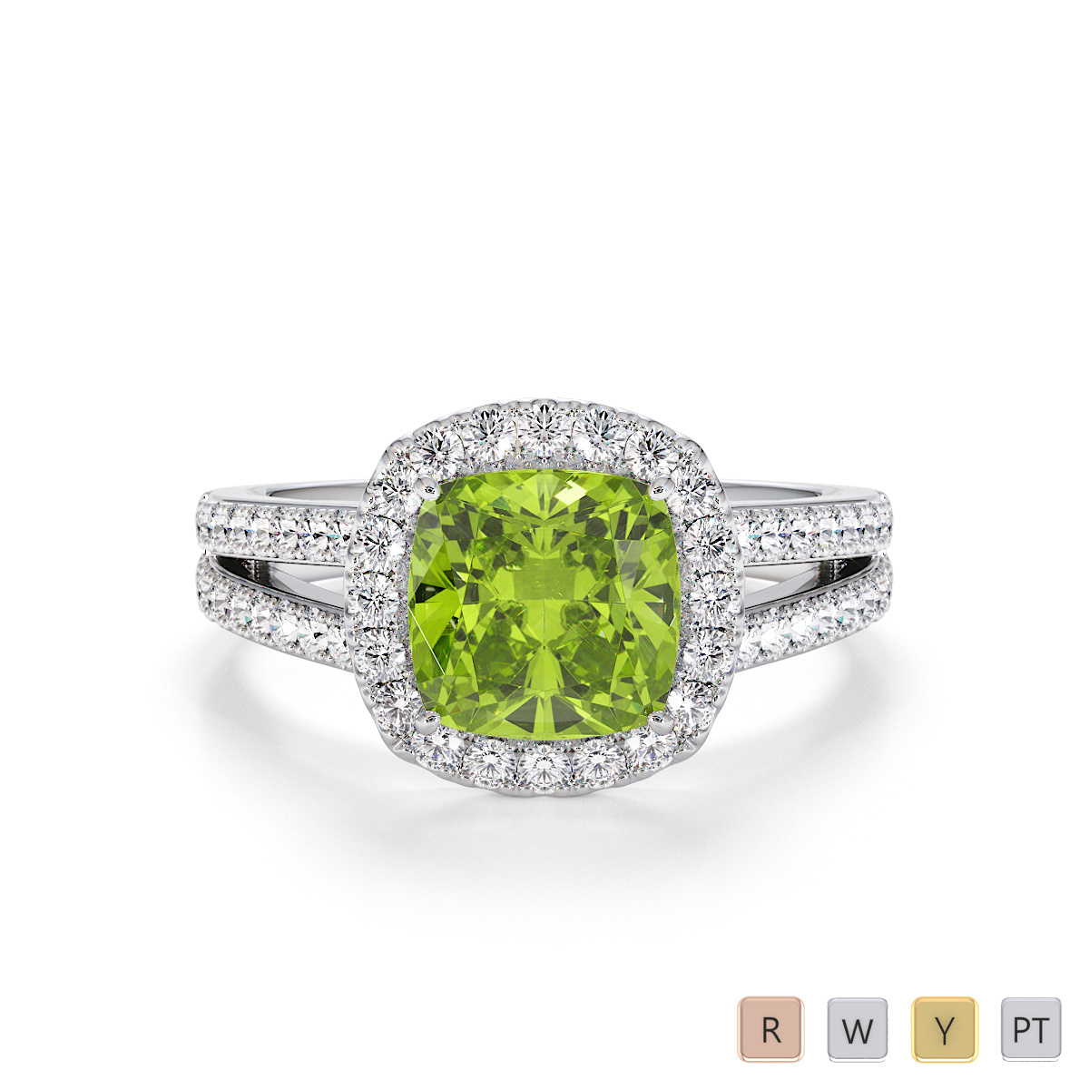 Peridot and Diamond Engagement Ring 0793