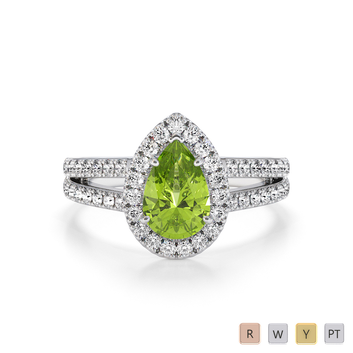 Peridot and Diamond Engagement Ring 0794