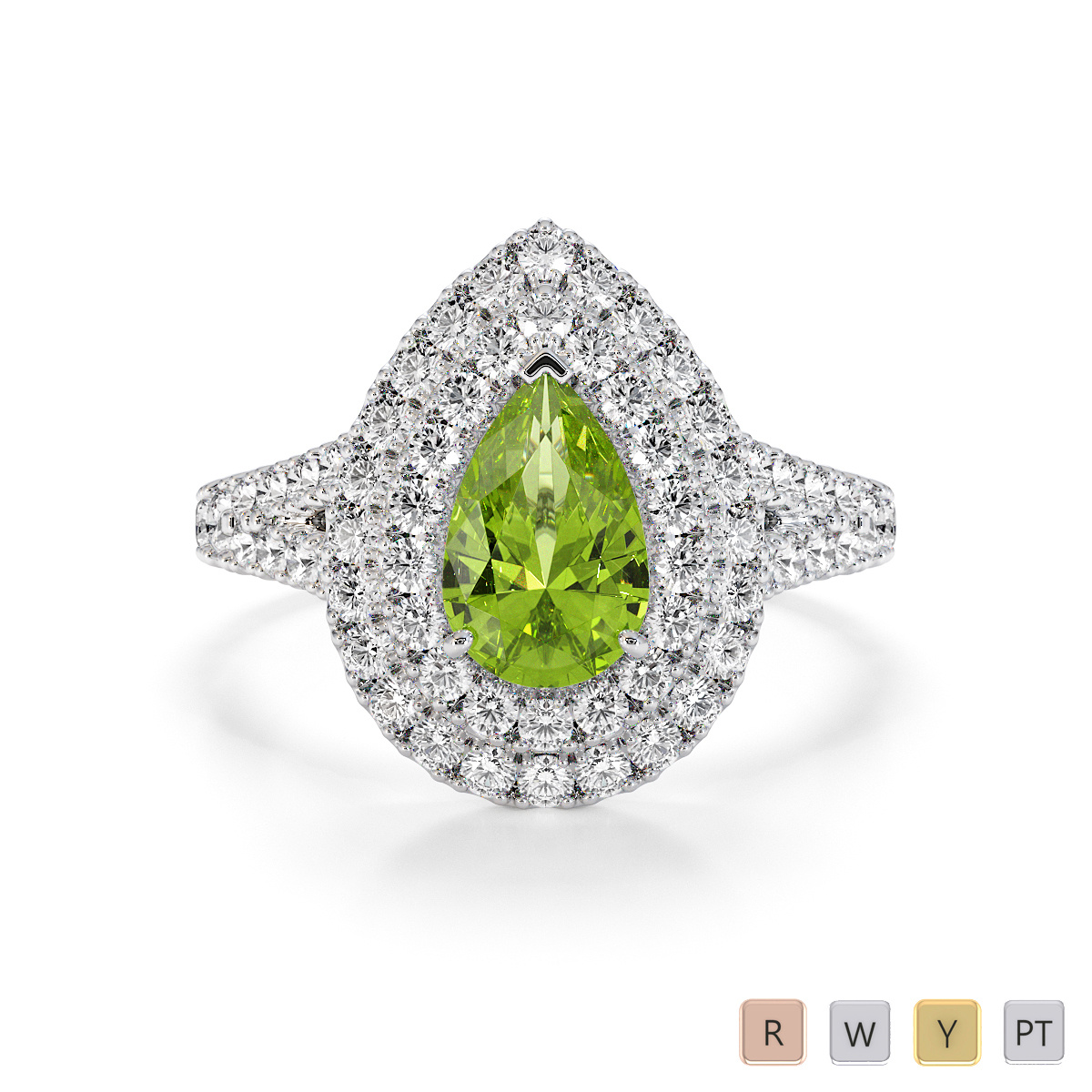 Peridot and Diamond Engagement Ring 0796