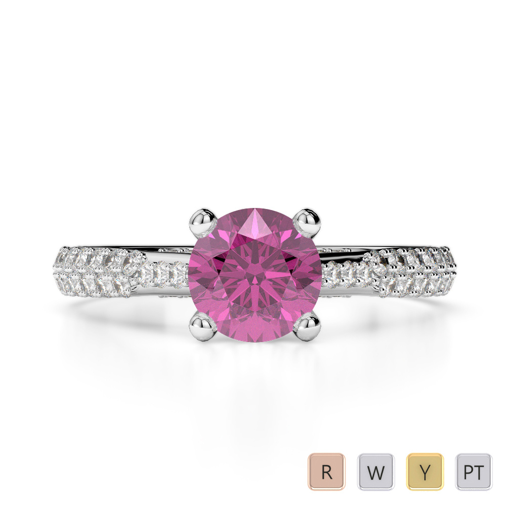 Hidden Diamond Engagement Ring With Pink Sapphire 0264