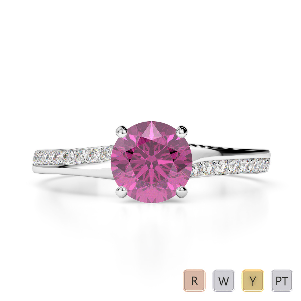Prong Set Pink Sapphire Engagement Ring With Diamond 0265