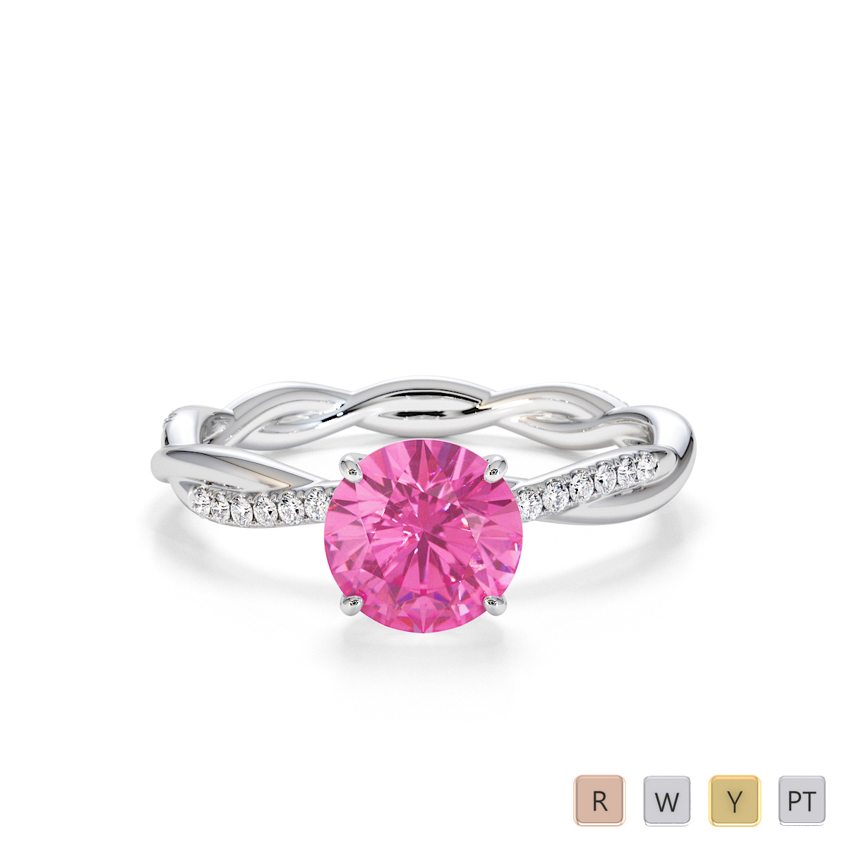 Pink Sapphire and Diamond Engagement Ring 0764