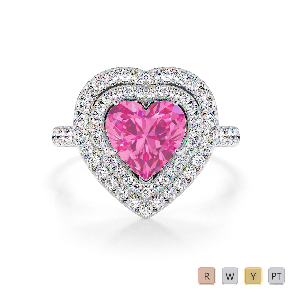 Pink Sapphire and Diamond Engagement Ring 0772