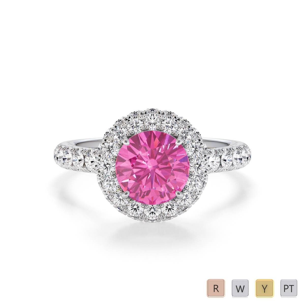 Pink Sapphire and Diamond Engagement Ring 0773