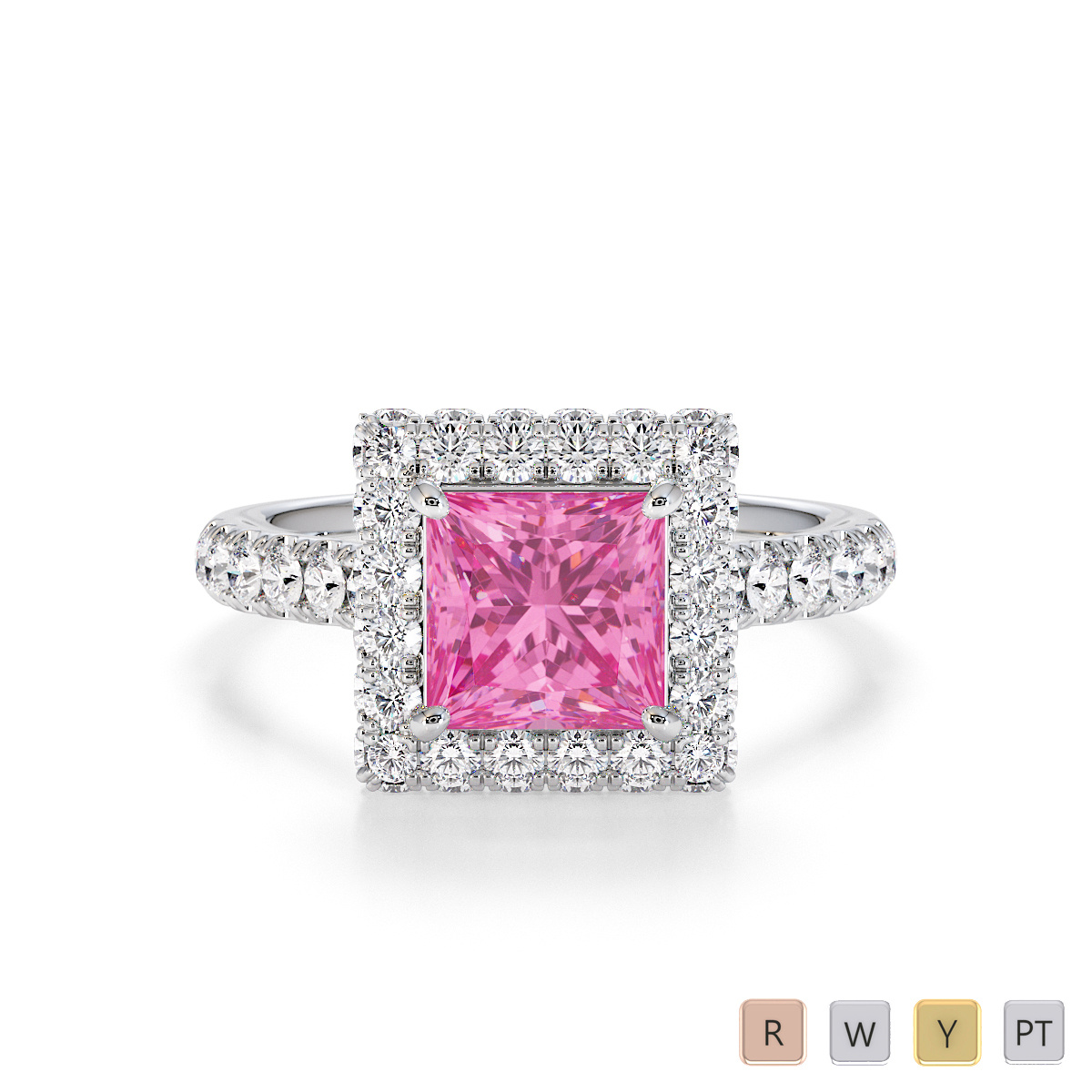 Pink Sapphire and Diamond Engagement Ring 0775