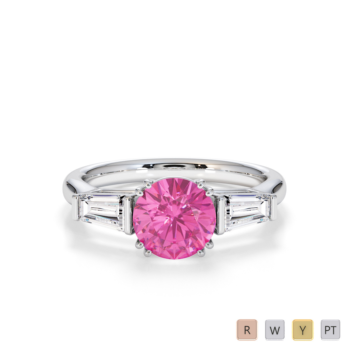 Pink Sapphire and Diamond Engagement Ring 0781