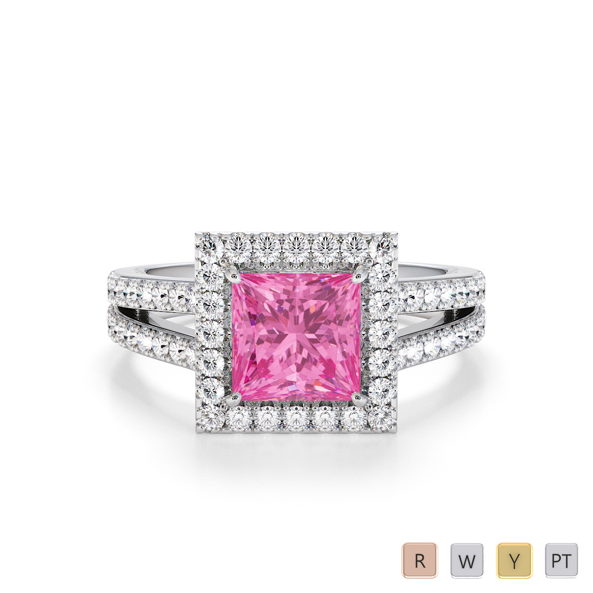 Pink Sapphire and Diamond Engagement Ring 0792